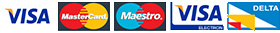 Visa, Delta, Maestro, Master Card, WorldPay and Paypal
